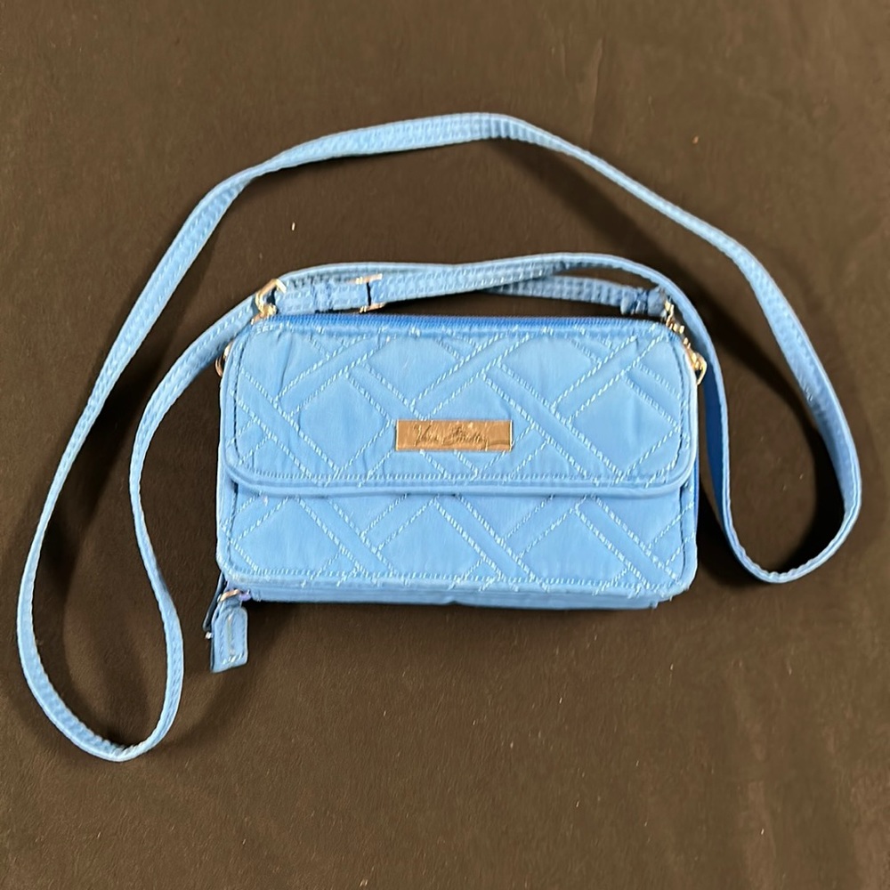 Light Blue Vera Bradley Wallet with adjustable strap